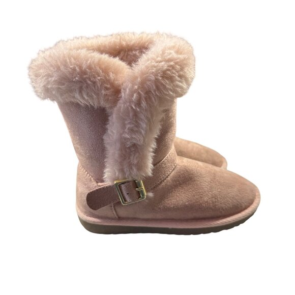 Kids Children's Place Faux Suede Faux Fur Winter Boots Gold Buckle Accent - Picture 3 of 7